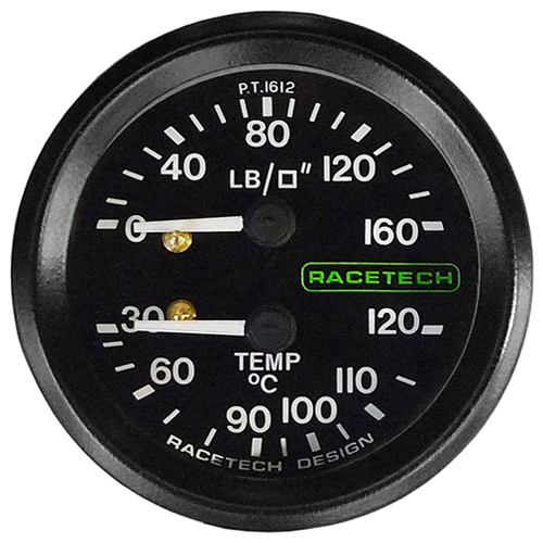 Racetech Combined Oil Pressure/Water Temperature Gauge