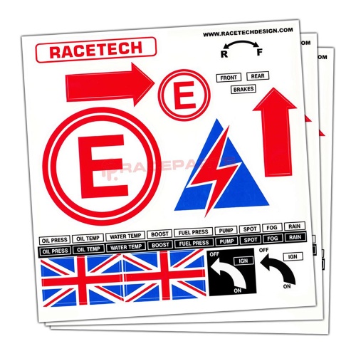 Racetech Scrutineer Safety Sticker Sheet