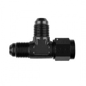Goodridge -3 JIC Aluminum Female Tee on Run Adaptor Black