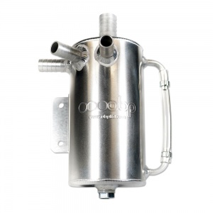OBP 1 Liter Bulkhead Mount Baffled Round Oil Catch Tank - Subaru WRX