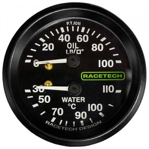 Racetech Combined Oil Pressure/Water Temperature Gauge